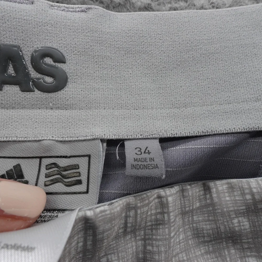 Adidas Performance Golf Shorts Size 34x10 Gray Plaid‎ Mens Lightweight Stretch